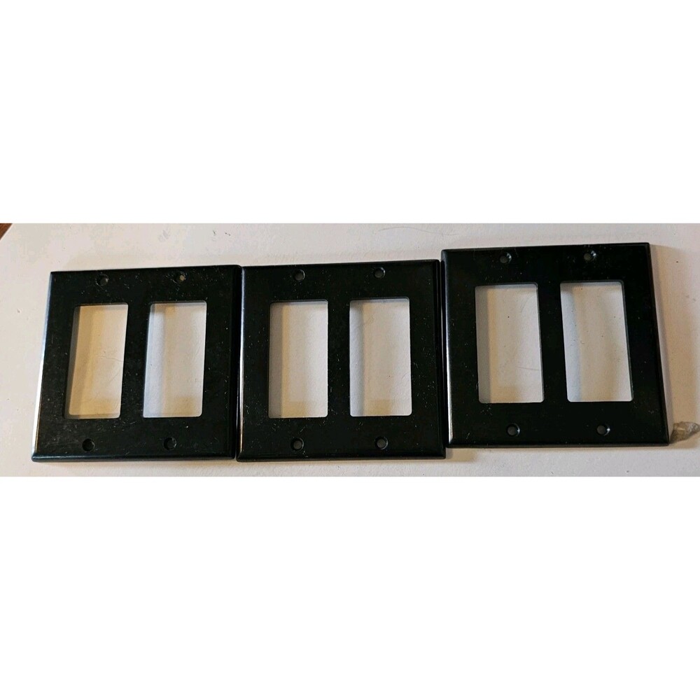 (3) LEVITON Black Two-Gang Rocker Switch Wall Plates